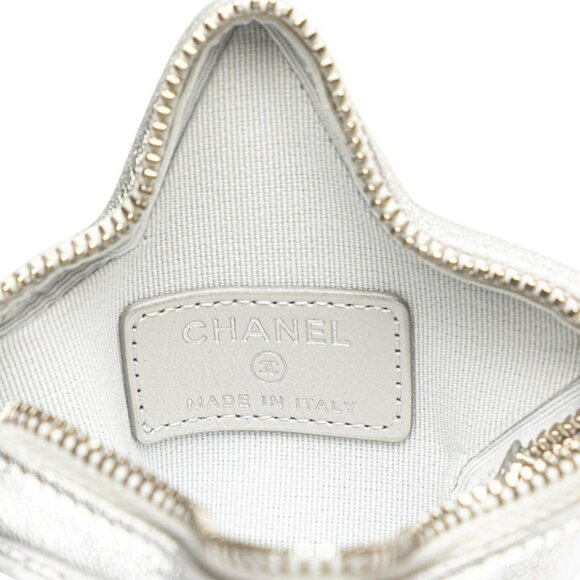 CHANEL Silver Lambskin Leather Logo Wallet - Picture 7 of 9